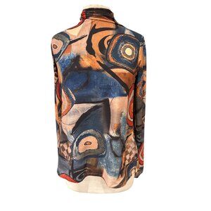 Abstract Print Long Sleeve Turtleneck Top By 3potato Size S/M